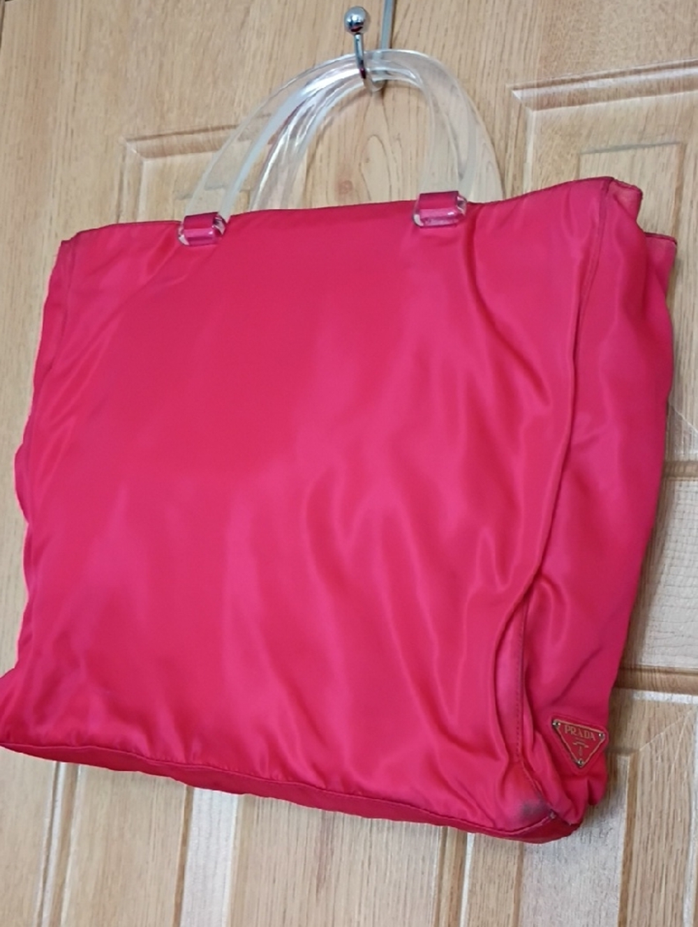 Authentic Vintage Red Prada Tessuto City Tote With Dust Bag and Auth Card. - Picture 2 of 15